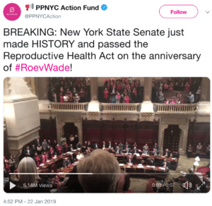 PPNY celebrating New York abortion bill passed