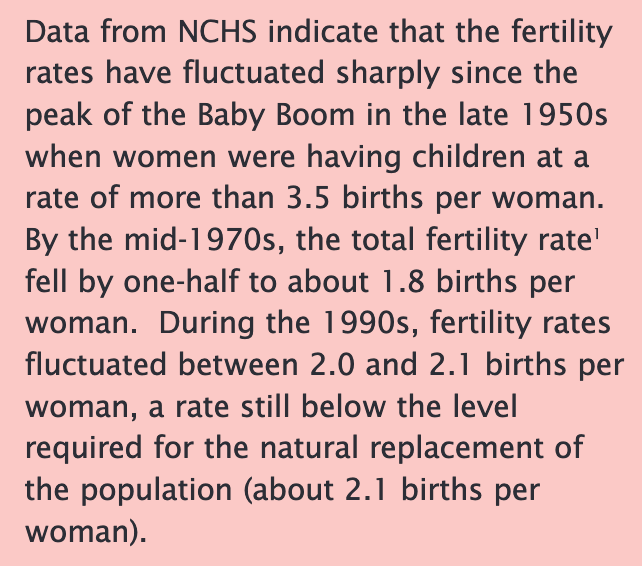 birth rate data since the 1970s