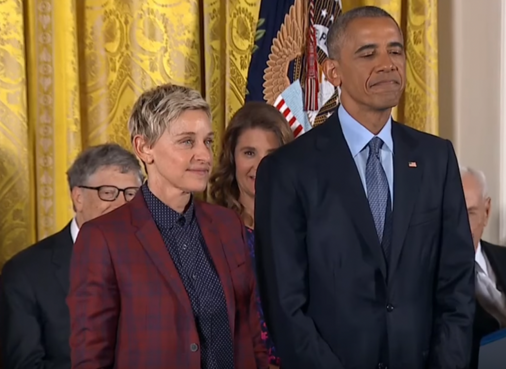 Ellen DeGeneres and Barack Obama